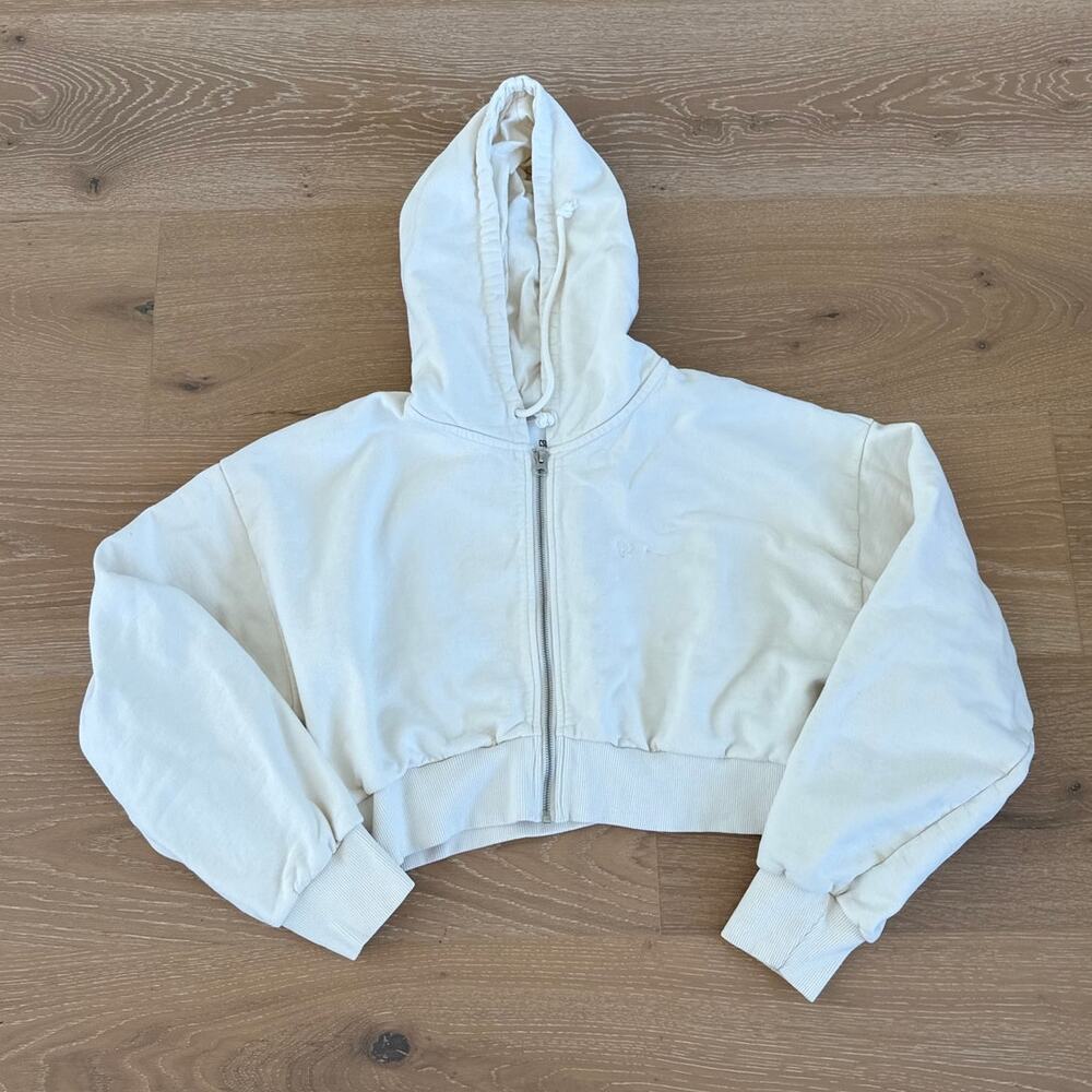 CSB Cropped Zip Hoodie Size S Cream